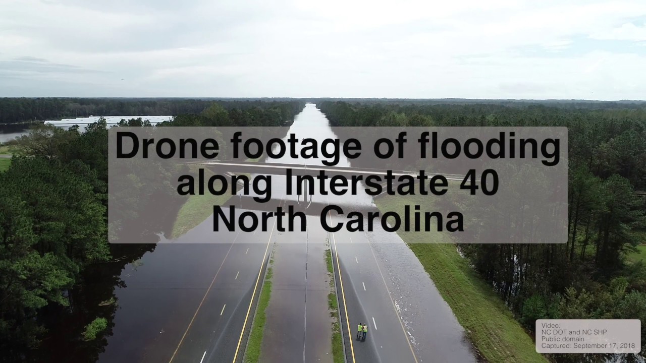 Drone video of North Carolina flooding along Interstate 40