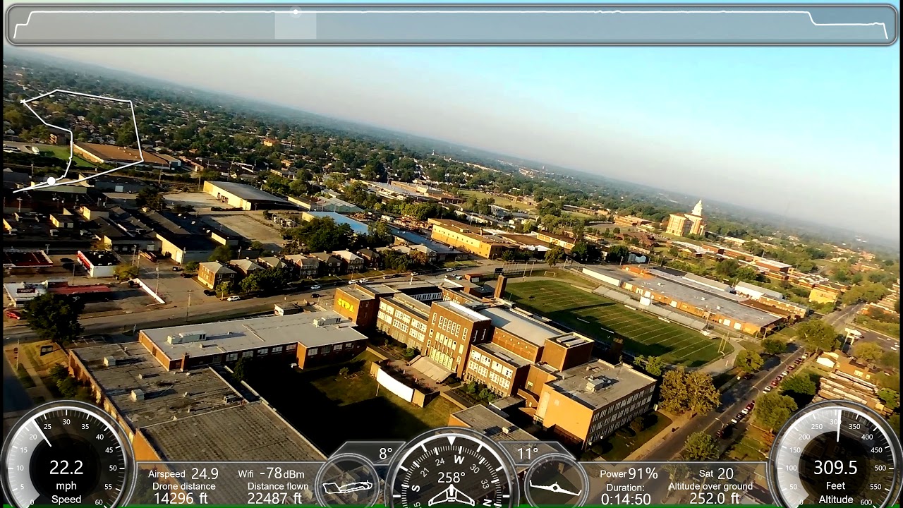 Parrot Disco 16 mile mission over St.Louis City