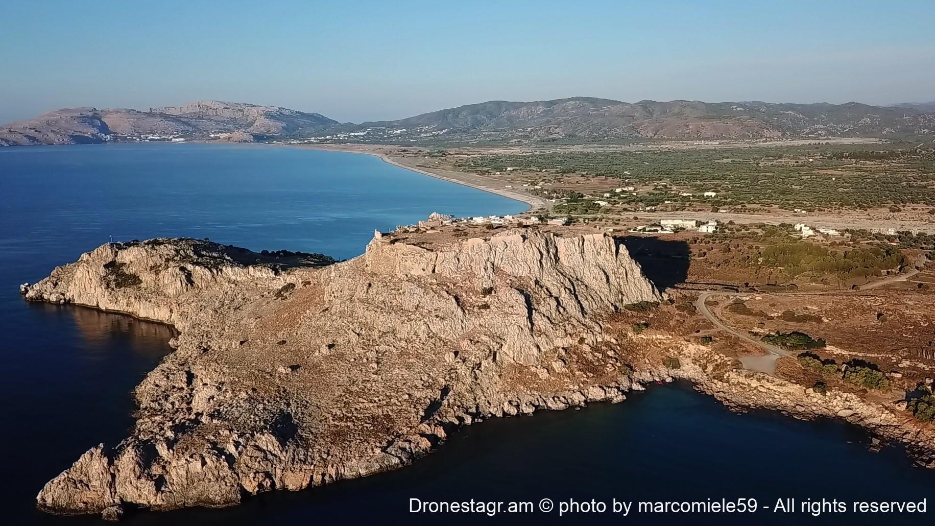 Kalatoos Remains of Feraklos Castle and Kalathos Beach - Rhodes, Greece - Drone ...